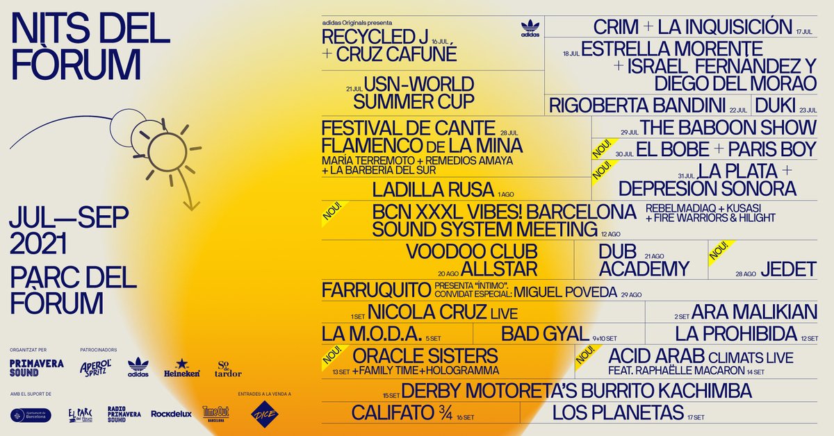Avui comença una nova edició del cicle de concerts del <a href="/Primavera_Sound/">Primavera Sound</a>, #NitsDelForum, i ÀTIM som l'enginyeria oficial una vegada més d'aquest projecte que ens acostarà a la música en directe durant aquest estiu! ✨

Programació completa i entrades a: primaverasound.com/es/nits-del-fo…