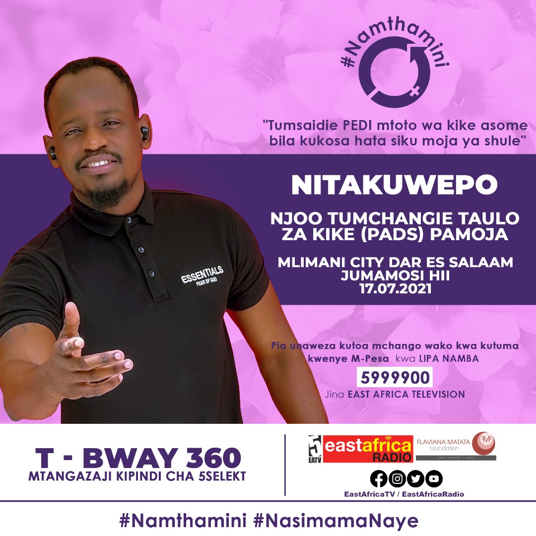 eastafricatv's tweet photo. Ungana na timu ya kampeni ya #Namthamini kesho Jumamosi #ShoppersSuperMarket Mlimani City. @tbway360 #NajmaPaul #Mwanne na #Sepenga watakuwepo kupokea mchango wako kuanzia saa 4:00 Asubuhi.

#Namthamini #NasimamaNaye https://t.co/ZBIhOVFQWF