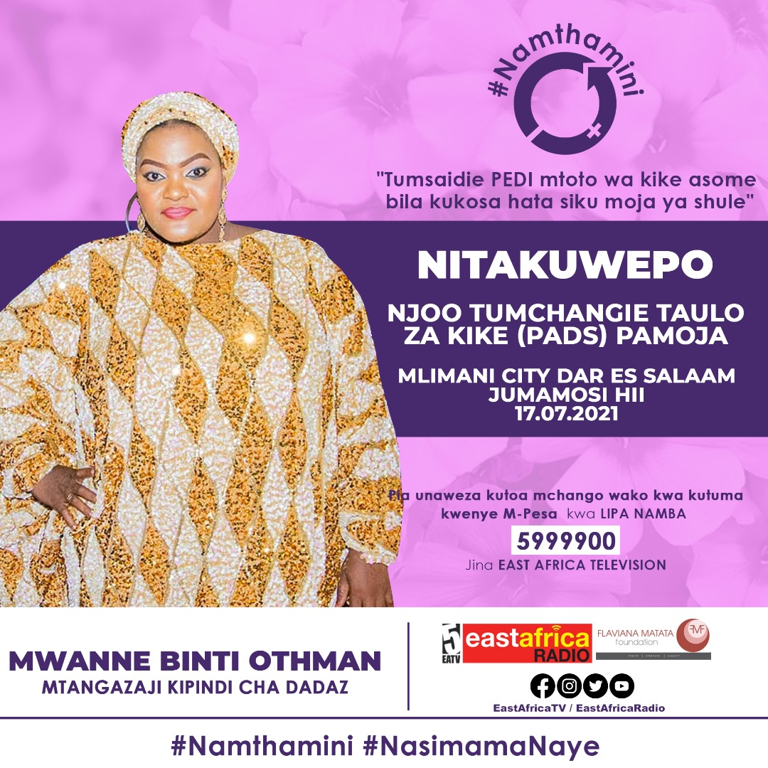 eastafricatv's tweet photo. Ungana na timu ya kampeni ya #Namthamini kesho Jumamosi #ShoppersSuperMarket Mlimani City. @tbway360 #NajmaPaul #Mwanne na #Sepenga watakuwepo kupokea mchango wako kuanzia saa 4:00 Asubuhi.

#Namthamini #NasimamaNaye https://t.co/ZBIhOVFQWF
