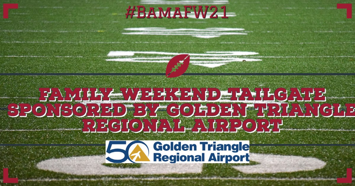 We are excited for our Family Weekend Tailgate Sponsored by <a href="/gtrairport/">GTR Airport</a>! Register at parents.sa.ua.edu/family-weekend/ #BamaFW21  #RollTide 🐘