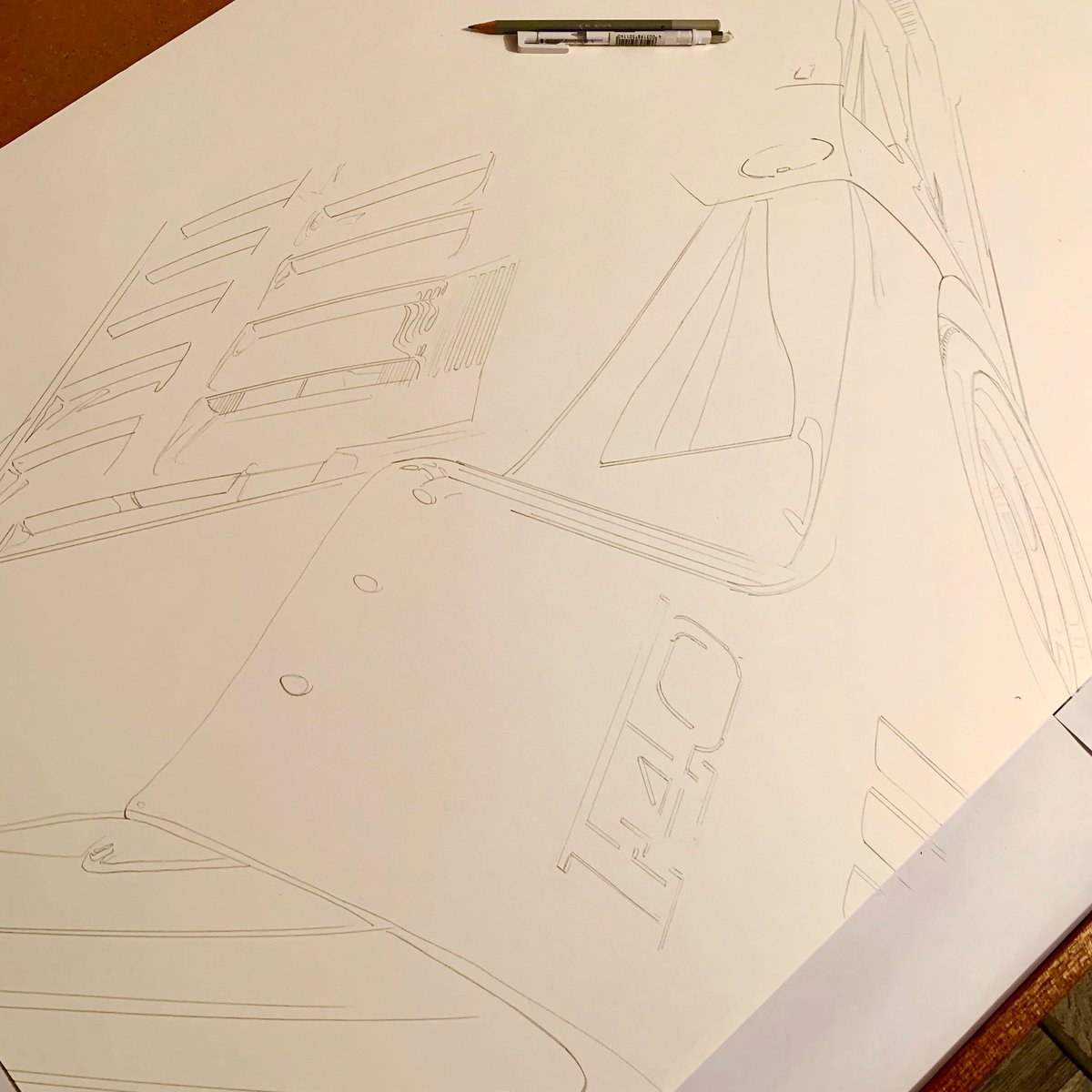 GrgoryR's tweet image. Début des travaux 
Format A1

©️GrégoryRonot 
#ferrari #f40 #cardraw