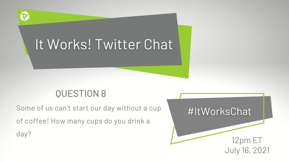 ItWorksGlobal's tweet photo. Some of us can’t start our day without a cup of #coffee! 

Q8: How many cups of coffee do you drink a day? #ItWorksChat https://t.co/2zCDf6KFke