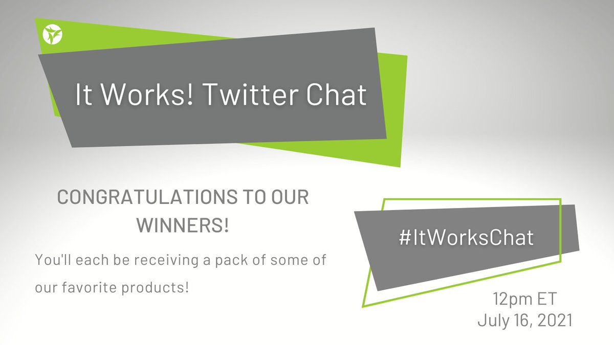 ItWorksGlobal's tweet photo. Congratulations to @Sweetpea7521, our winner for helping share our Twitter Chat announcements!

And congratulations to @E1venian, @Mari3c566, and @TahmaV! Thank you for joining us today and being so active in our chat!

Please DM us!

#ItWorksChat https://t.co/BH3tJvjAAD