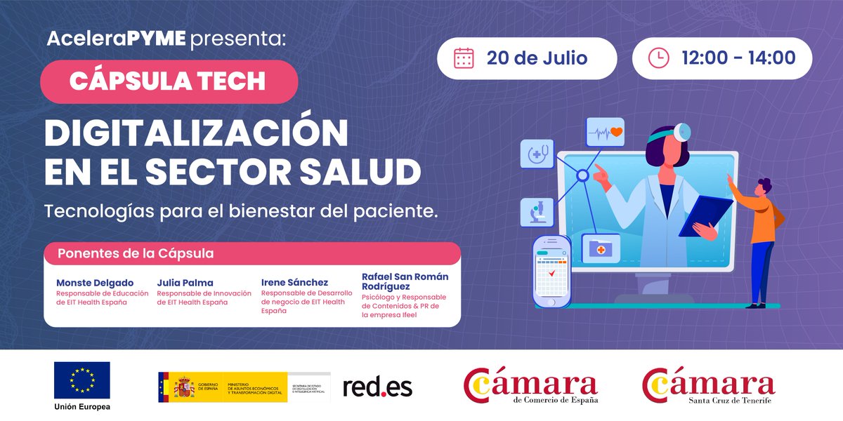 camarasctfe's tweet photo. 🩺🖥 ¿Tienes una clínica o eres autónomo del sector sanitario y quieres implementar algunas herramientas digitales a tu negocio? No te pierdas esta jornada impartida desde la Oficina Acelera Pyme🔝
Inscríbete a la jornada 👉 https://t.co/9uKTlbgf5j 
#AceleraPyme https://t.co/D6d8H5R46X