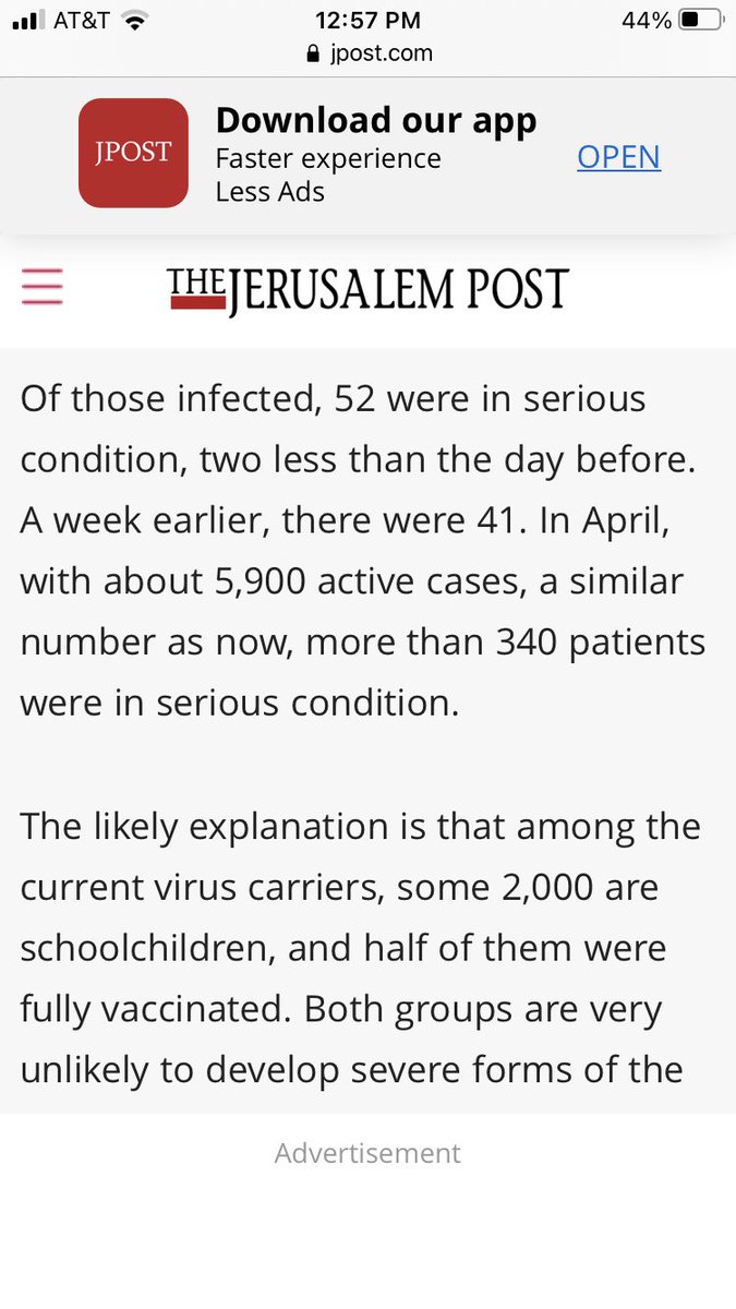AlexBerenson's tweet photo. Israel: first to vaccinate, first to admit reality. Btw: it’s not clear that the Delta variant is the reason the vaccines are failing, it may simply be that the vaccines are failing NOW and Delta is the variant circulating now, but at least they’re not blaming the unvaccinated. https://t.co/0OEvTB0F8z