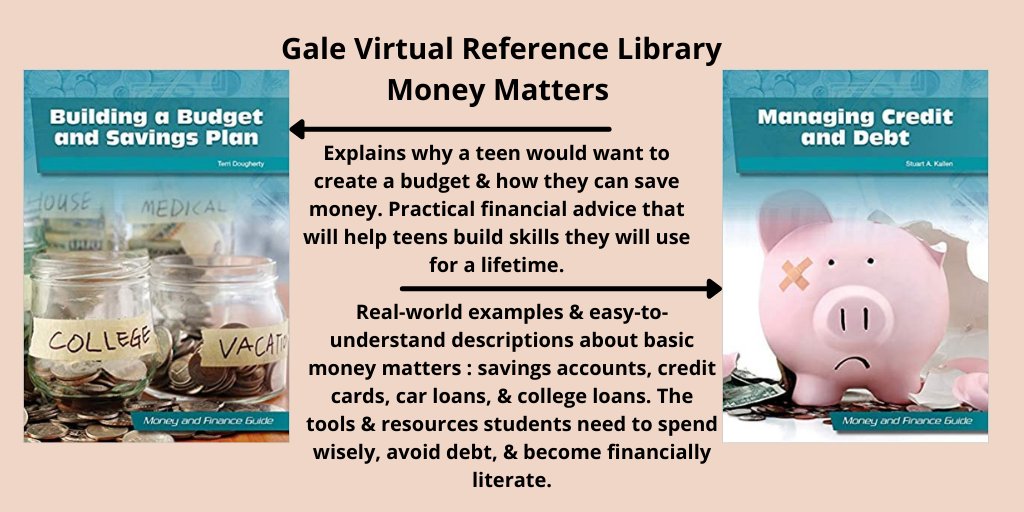 Two new Money Matters titles are in our Gale Virtual Reference Library. To see our GVRL titles, go to our catalog page at wcvpl.biblionix.com/catalog/ - look under the Electronic Resources on the left hand side of the page and click on the 'Gale eBooks' link.