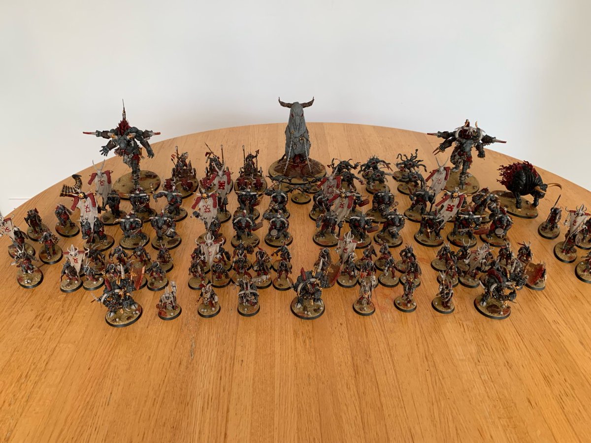 jboots468's tweet photo. Calling my beastmen done for now. Fun army to paint, but hope they're somewhere near the front of the queue for new rules / miniatures. #beastmen #warherd #beastsofchaos #khorne https://t.co/PoErn9b7uD