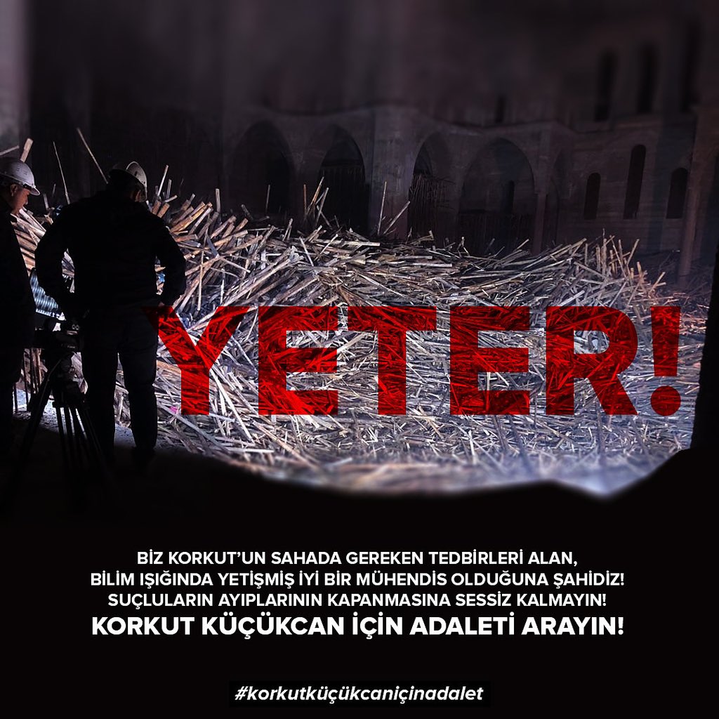 Kaçak Yapıda, usulsüz ahşap iskelenin göçüğü altında kalarak can veren İnşaat Mühendisi Korkut Küçükcan’ın “TAMAMEN KUSURSUZ” olduğu bilirkişi raporları ile tespit edildiği halde gerçek sorumluların yargılanacağı dava 20 aydır açılmadı!
#korkutkucukcanicinadalet
<a href="/gokhance/">Gökhan Çeliktürk</a>