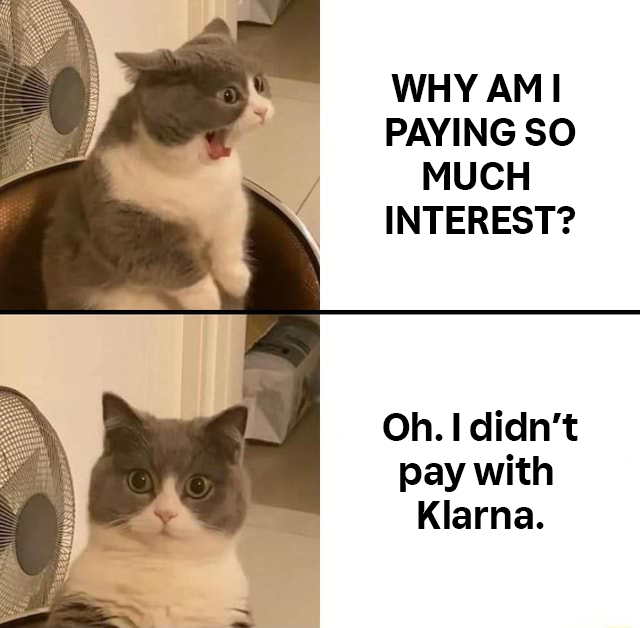 Klarna's tweet photo. 🙀 #WhyPayInterest https://t.co/R00wubX429
