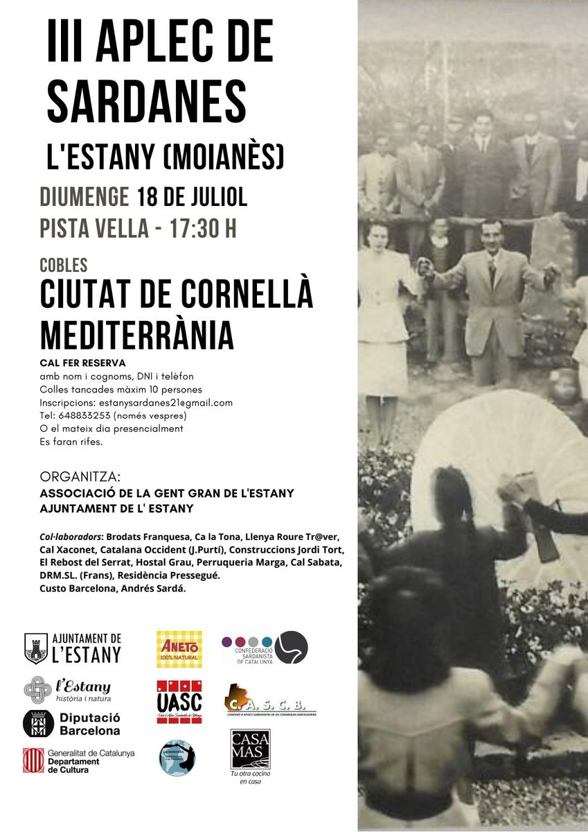 calsabata's tweet photo. Aquest Diumenge Aplec de Sardanes  a l'Estany.
Un any més col.laborant en aquesta festa. 
#sardanes #viulestany #calsabata https://t.co/r9jWsG6yWs