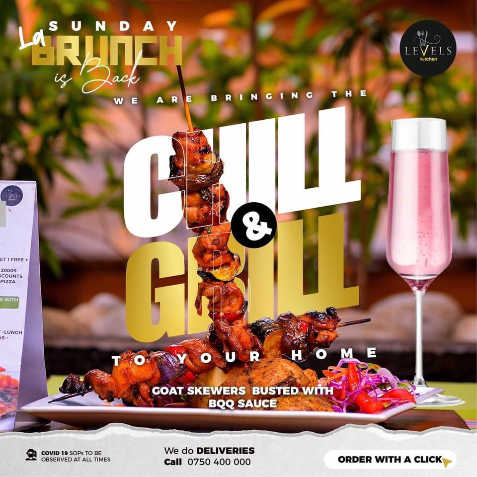 HERE’S ONE FOR THE PARTY PEOPLE!!🚨 As we had promised, we are here to deliver, the Levels LaBrunch is back starting this Sunday. We are bringing back the vibes, the chill, the grill and the party with a little twist to it. We’ll deliver it all straight to your home 0750400000