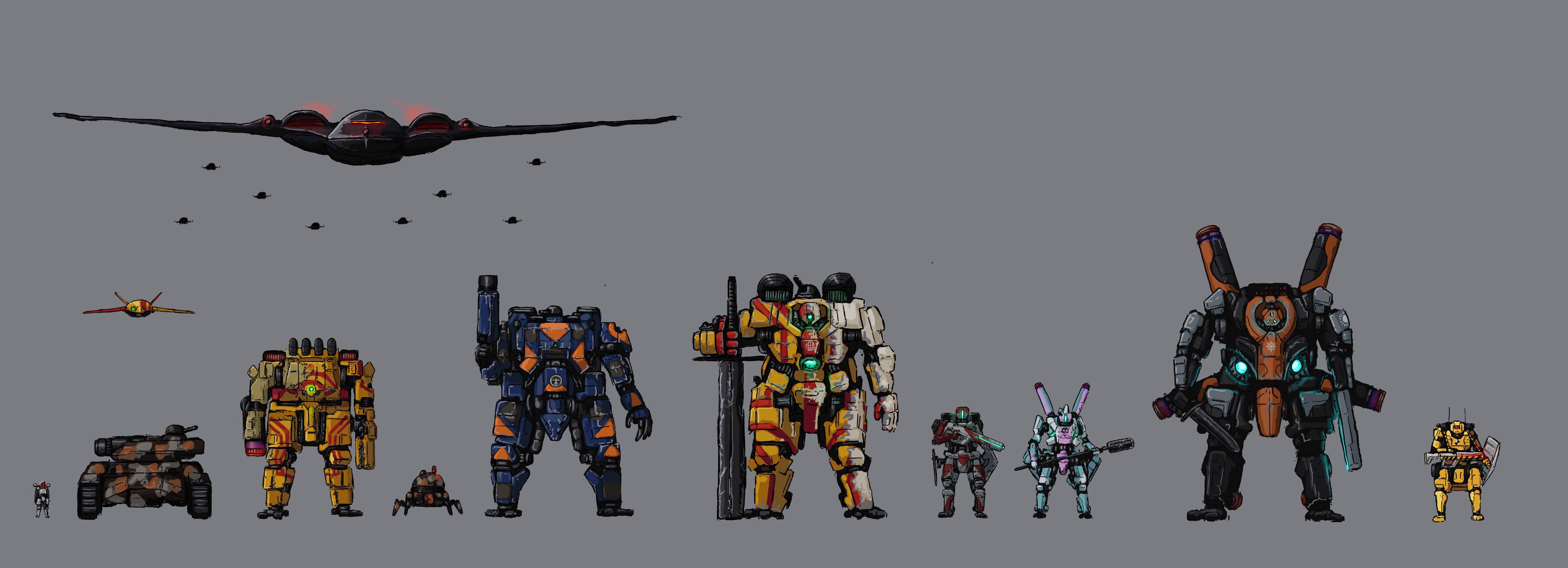 falanks Prøve Ud over Oshlet (Comms Open) on Twitter: "Full set of mechs and other vehicles from  the Scum setting I'm working on, starting with nuclear equipped relics of  the Age of Devastation, to the sword
