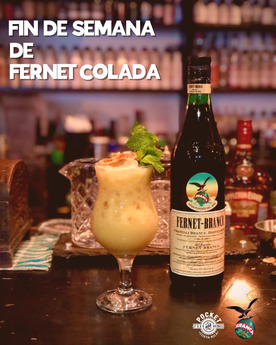 Llego el fin de semana y es el momento ideal para refrescarnos con una deliciosa Fernet Colada, así que los esperamos para que disfruten de la mejor coctelería de la ciudad🍍🍹

Para reservaciones al 2289-3432 ☎️

#PocketCostaRica #FernetColadaCR #BrancoladaCR  #CocktailBar