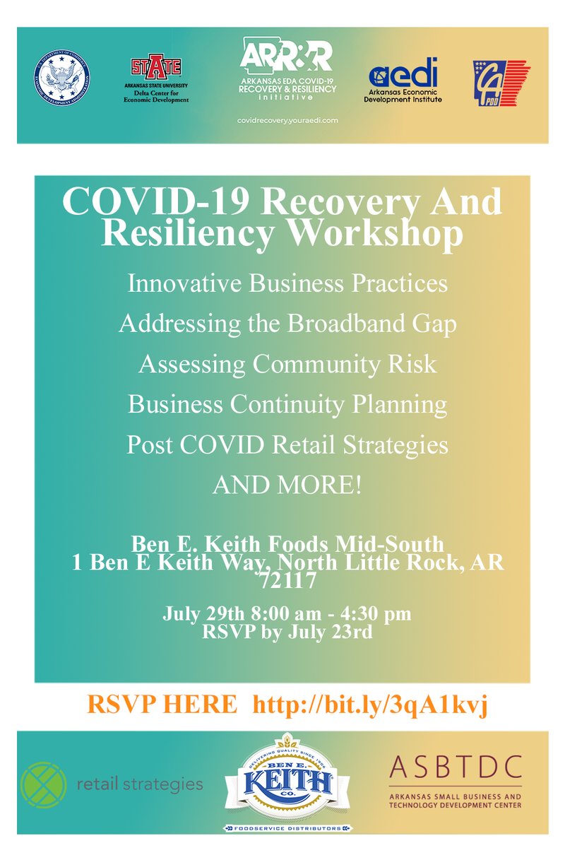 If you live in Central Arkansas, we hope you'll join us later this month for a day's worth of workshops to help your community and local businesses be more resilient, no matter what comes their way.