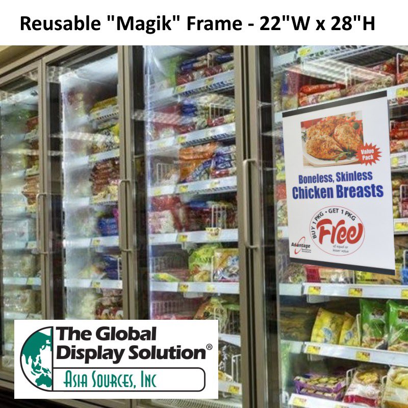 AsiaSourcesINC's tweet photo. MAGIK FRAME 22"W x 28"H
Display signs and notices on:
-Cooler doors
-Windows (Double sided)
-Deli Cases
-Walls
-Counters
-Any smooth flat surface!

ORDER ONLINE: https://t.co/2OIh1bqc1e

#magikframe #peelandstickframe #resuablesignholder #retaildisplay #retailsignage https://t.co/NwI57vX0qk