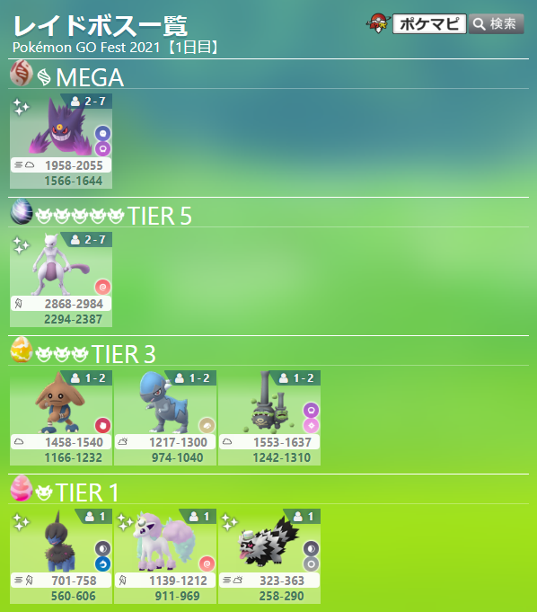 ポケモンgo攻略情報 ポケマピ S Tweet Go Fest 21 1日目開催に伴ってレイドボスが変更されています Pokemon Go Fest 21 ポケモンgoフェスト21 1日目 ポケモンゲット 招待レイド掲示板 海外レイドも ポケモンgo ミュウツー モノズ