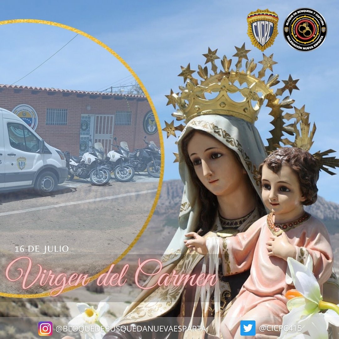 Hoy en tu día Virgen del Carmen, Patrona del CICPC. Protegenos de todo mal y bendicenos 💐