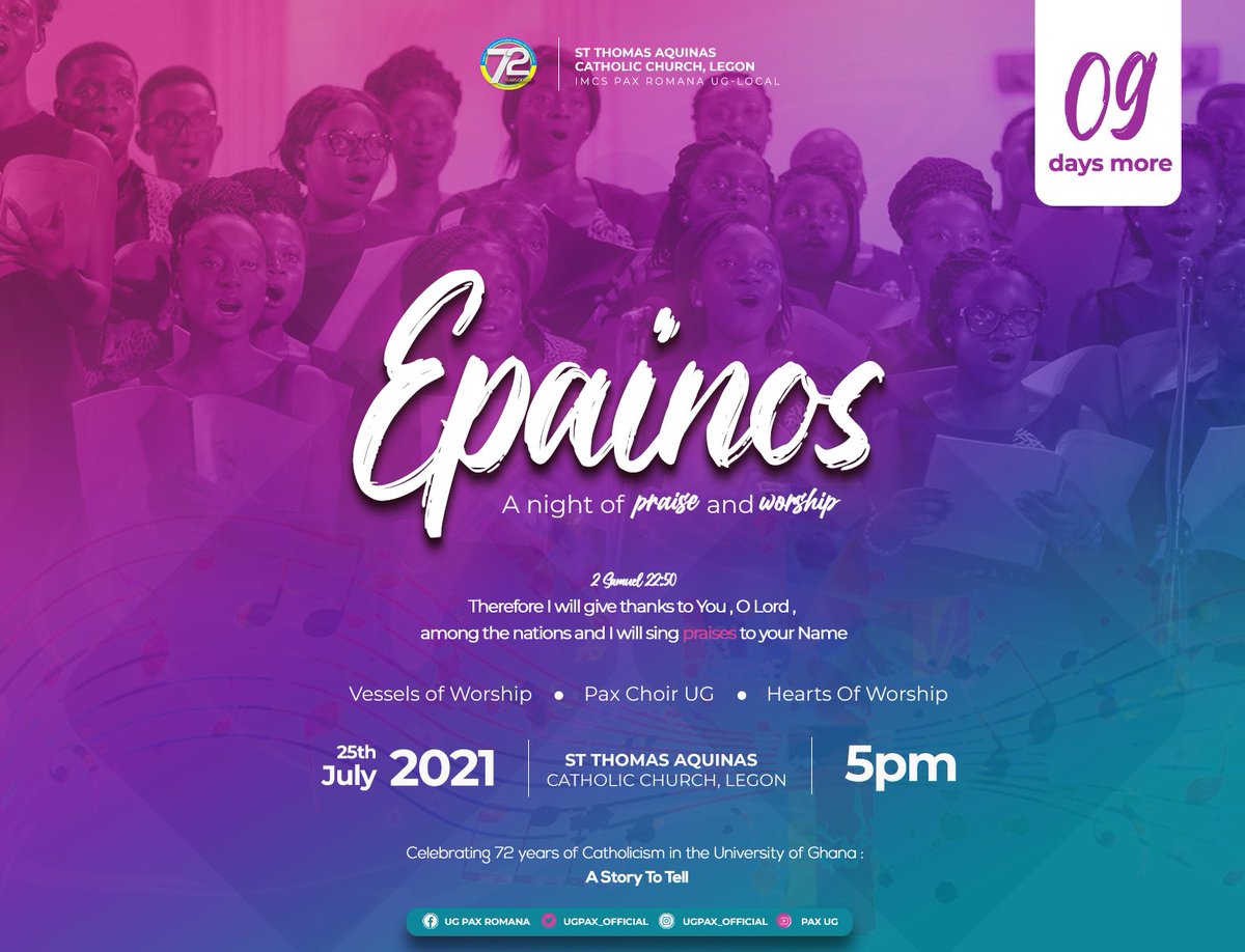 ugpax_official's tweet photo. 72nd Pax Anniversary and Alumni Homecoming
📌 Coming up next 💛💙🎉🔥
Épainos 💃🏾🕺🏾🔥 A night of Praise and Worship 🎶✨❤️🤩
9⃣Days more.
#Epainos💛
#PaxWeek🤍
#AlumniHomecoming💙
#The72nd🇺🇦 https://t.co/QzPaege8Io