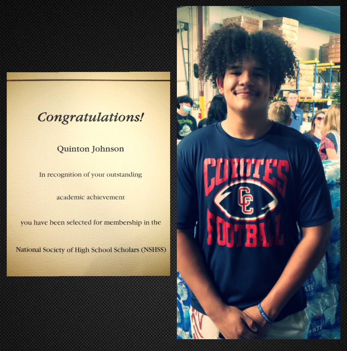Getting it done in the classroom, volunteering and football. Couldn't be more proud of you son. Can't wait foe the upcoming season! <a href="/quin92johnson/">Quinton Johnson</a> <a href="/RandyJo11024681/">Randy Johnson</a>