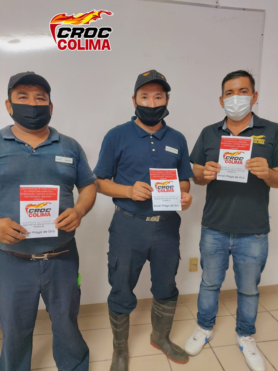 zepedaleal's tweet photo. Se dio cumplimiento con la entrega del #CCT con prestaciones superiores a las de #LFT todo en beneficio a nuestros compañeros #Croquistas del #HotelPlayaDeOro
Esto es una muestra que
#CrocColimaSíempreActiva porque
@IsaiasSiCumple y
@davidoq
@CROC_Nacional https://t.co/TobXUVMvWc