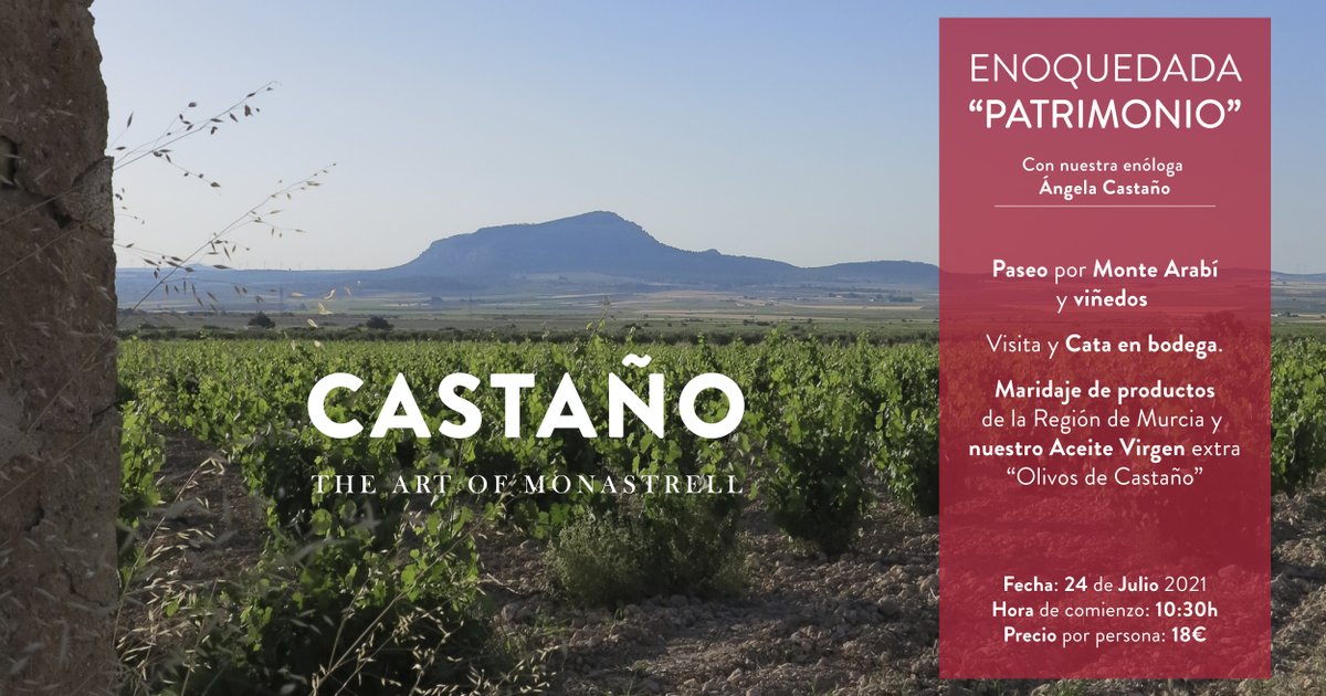 Nueva ENOQUEDADA en Bodegas Castaño el próximo sábado 24 de julio. Ven a conocer los paisajes de viñedos más bonitos y los vinos #CASTAÑO🍷. Para reservas o consultas, contacta con nosotros. ¡Anímate a vivir una experiencia única! ▶ bodegascastano.com/es/bodega/enoq… ☎ 689131417 #Yecla