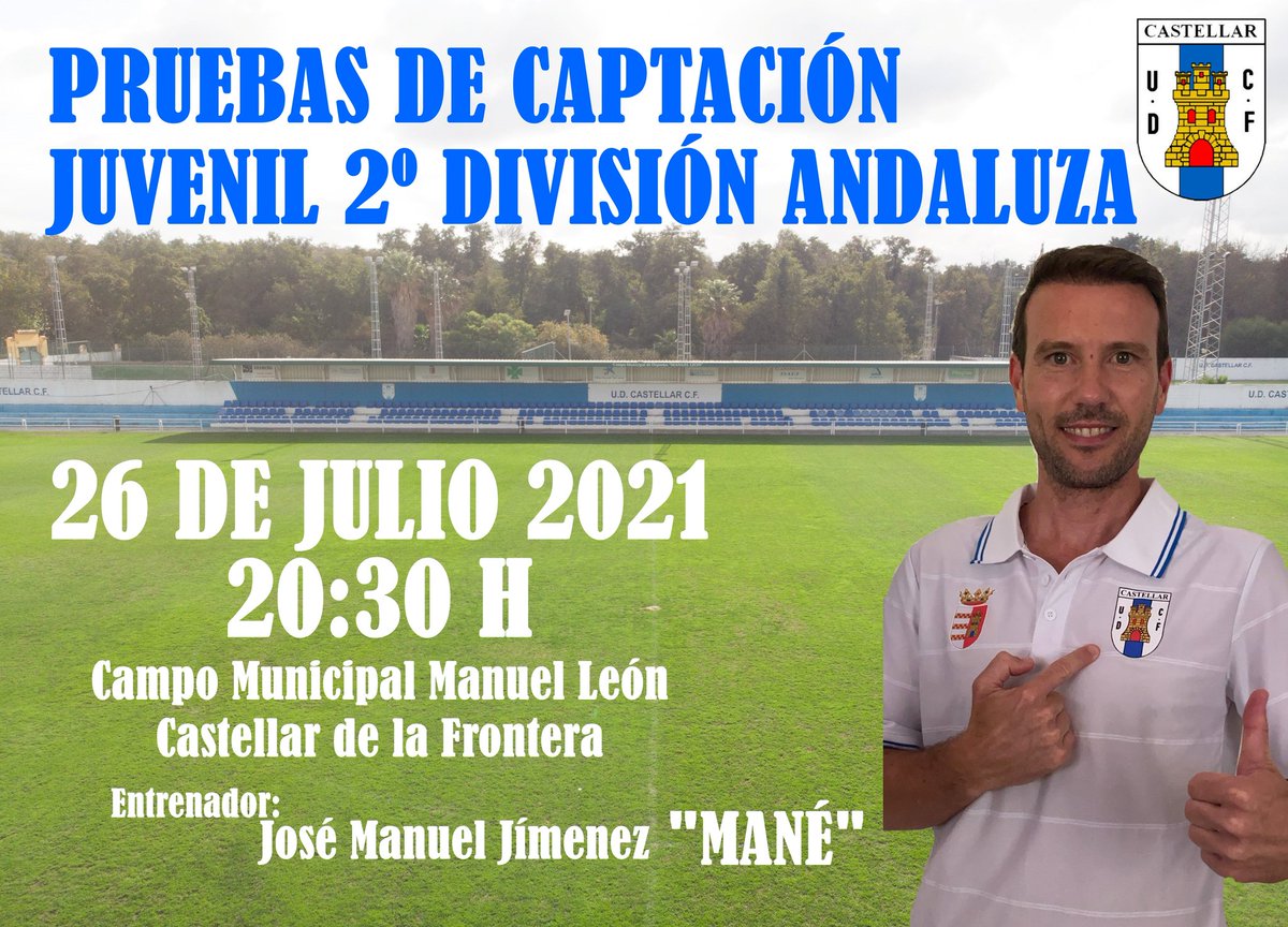 udcastellarcf's tweet photo. No dejes pasar la oportunidad de tener la oportunidad de entrenar de la mano de un jugador de élite

📅 26 de julio 2021
🕣 20:30
🏟️ Campo municipal Manuel León
📍Castellar de la Frontera

#UDCastellarCF
#2andaluzajuvenil #teesperamos https://t.co/3inimnFGbW