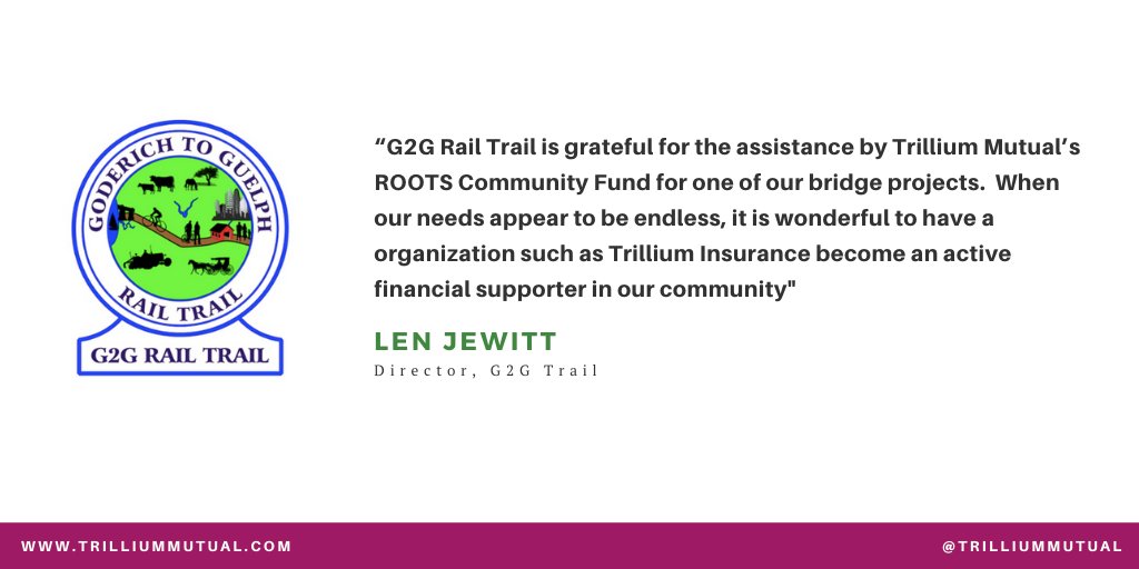 TrilliumMutual's tweet photo. Our ROOTS Community Fund has donated $5000 towards the new bridge construction along the Milverton section of the @G2GRailTrail.
.
Learn more about ROOTS or submit an application here: https://t.co/mJy7KiJtxg.
.
Next deadline is Aug. 31st, 2021.
.
#Community #TheMutualDifference https://t.co/55UBqFeKAm