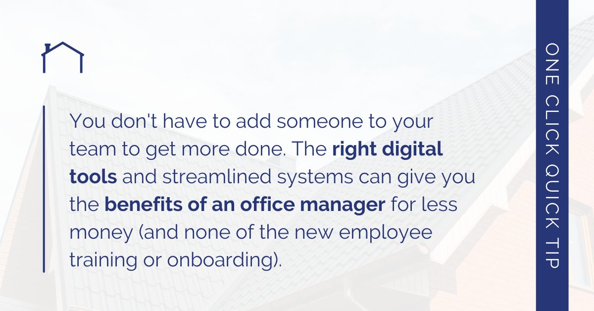 oneclickcontr's tweet image. Sometimes the best solution isn&apos;t adding a new person to the team. The right digital tools can save you the same time as an office manager--without the salary. Do you have the right tools in place?
#contractors #homeimprovement #digitalsalestools oneclickcontractor.com