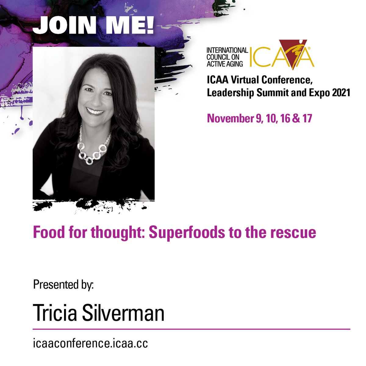 TriciaSilverman's tweet photo. I hope to see you at the #icaaconference2021 in November. Join me for a lively session of information and discussion. 

Visit https://t.co/h3HvvwC9aS to see the lineup of speakers, keynotes and exhibitors. Be sure to look for my session.

#wellnessthegreatreset @icaanews https://t.co/wAImKgoW37