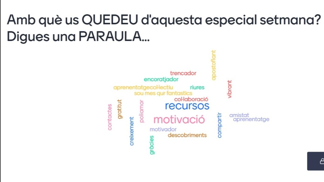 I amb aquestes paraules donem per finalitzada la formació per professorat de FP. Recursos, motivació, descobriments, trencador...poliamor? (aquesta sessió me l'ha vaig perdre jejeje) Gràcies profes, amb vosaltres aconseguirem el 🔝 en l'Orientació