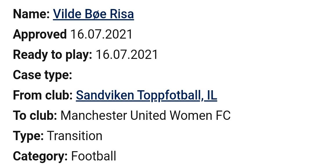 theutdjournal's tweet photo. 🚨 BREAKING: Norway Football Federation has confirmed on its website Vilde Bøe Risa has joined Manchester United Women #mufc #muwomen #mujournal https://t.co/AmZXHDQdiu