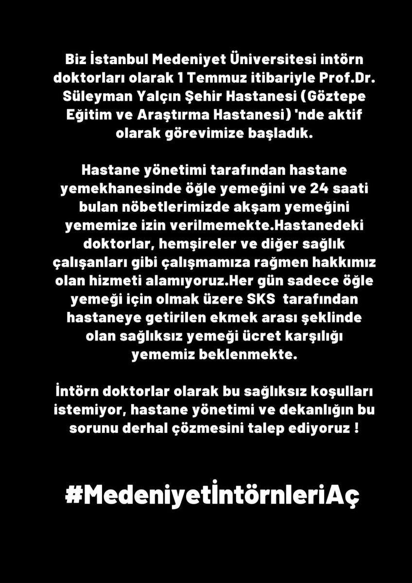 Kaç aydır düzeltilmesi için uğraşıyoruz bi destek atsanıza
#MedeniyetİntörnleriAç