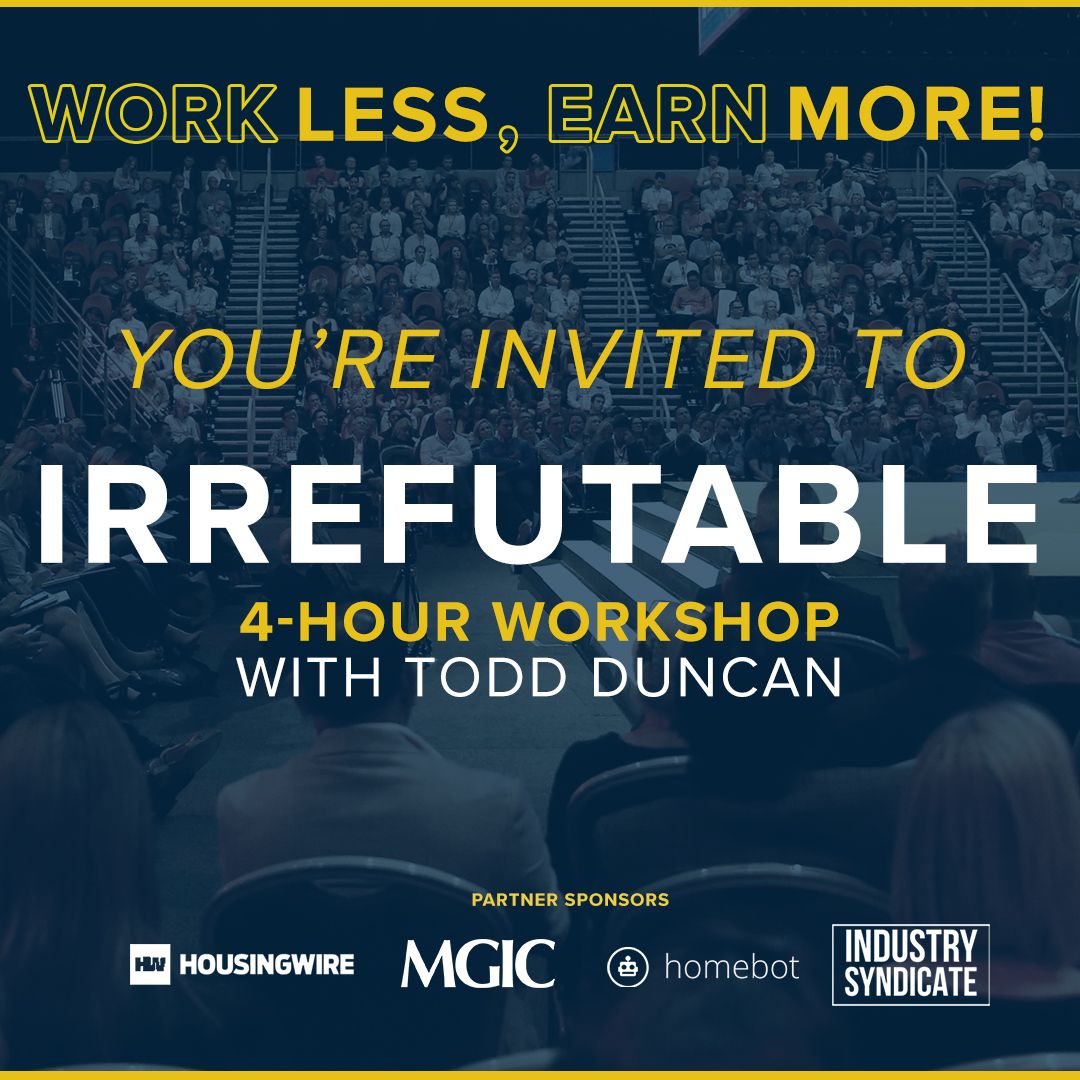 Irrefutable with Todd Duncan is less than one week away! Register today with an exclusive Homebot promo code for $50 off:

Loan officers: HB50LO
Real Estate Agents: HB50RE

buff.ly/3ABQJod