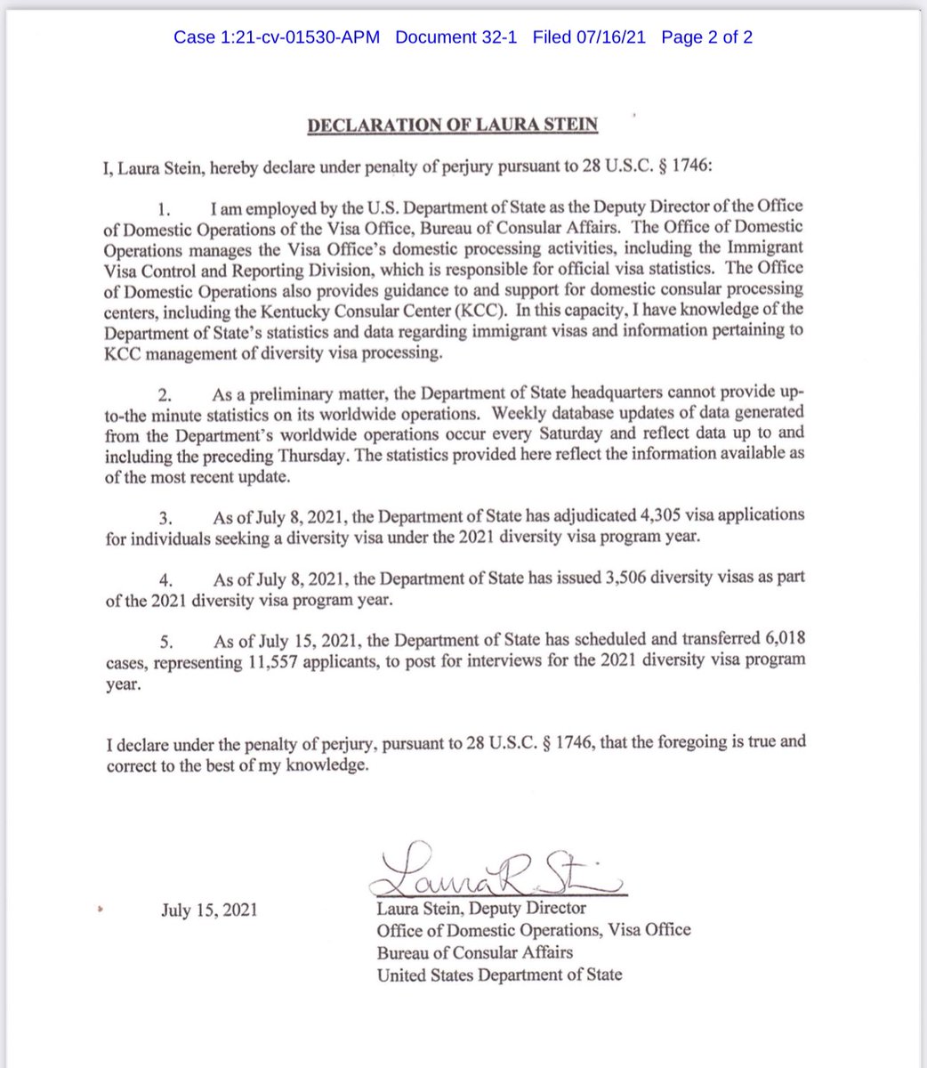 curtismorrison's tweet photo. #goodluckvbiden #dv2021 Update. Gov filed this declaration. https://t.co/L0xYLyd2g1