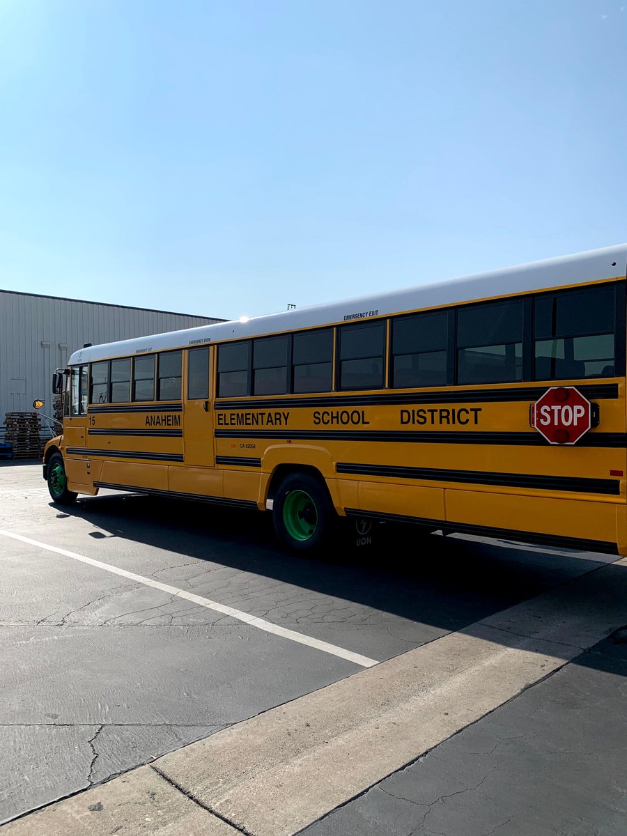 AnaheimElem's tweet photo. Our new Electric Busses are funded by California Energy Commission School Bus Replacement Program.  Today they are making their maiden voyage.  #CADrivesClean #Prop39 https://t.co/2Q5bgF0YAH