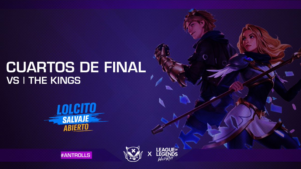 MATCH DAY | #LolcitoSalvajeAbierto 

Ayer unos reyes vencieron a los maes de <a href="/InFinitye_sport/">INFINITY 🚀</a>, pero... podrán hoy con los trolls?😏

Nos jugamos la clasificación al cerrado
🆚<a href="/thekingsesport/">The Kings Esports</a>

#AnTrolls | <a href="/wildriftLATAM/">League of Legends: Wild Rift LATAM</a>