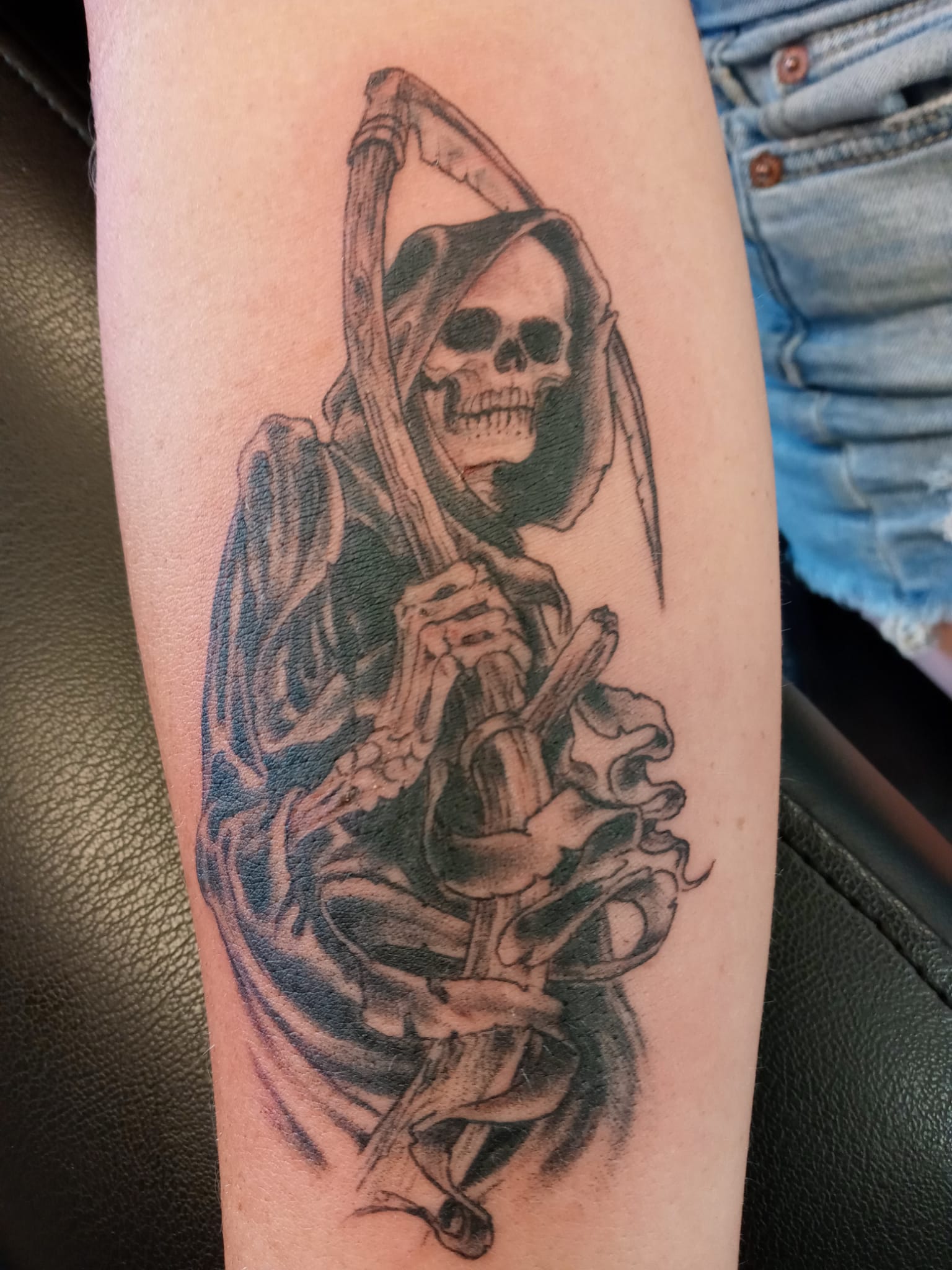 Grim Reaper Tattoo On Back Neck