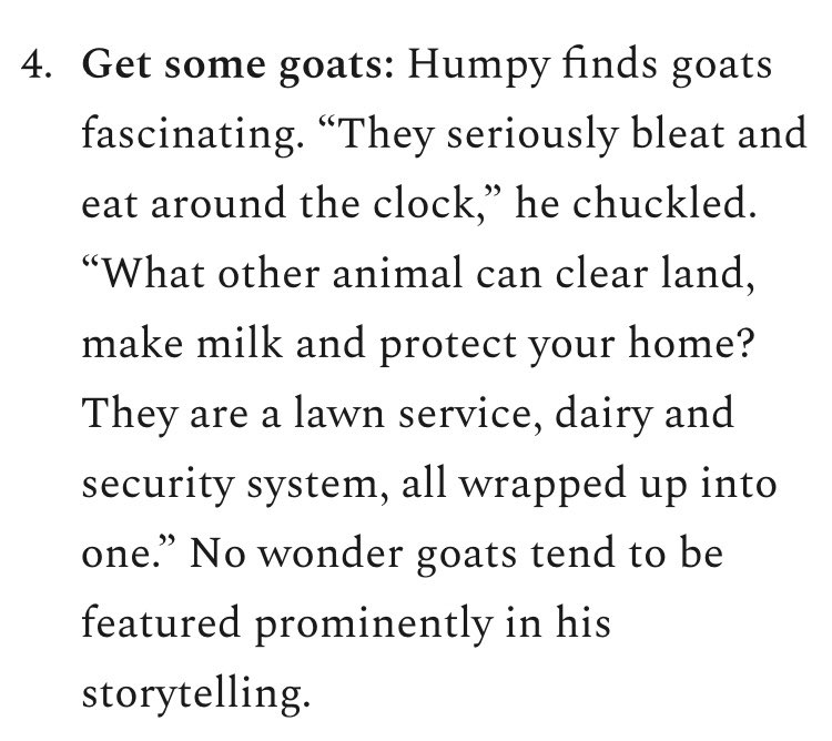 For those of you who don’t get the <a href="/tonymecia/">Tony Mecia</a> goat advice reference…Here’s a snippet from my Life Lessons from <a href="/HumpyWheeler/">Humpy Wheeler</a> story that appeared Weds for <a href="/CltLedger/">The Charlotte Ledger</a> paid subscribers only. See what you’re missing? Go subscribe! #reprintedwithoutpermission