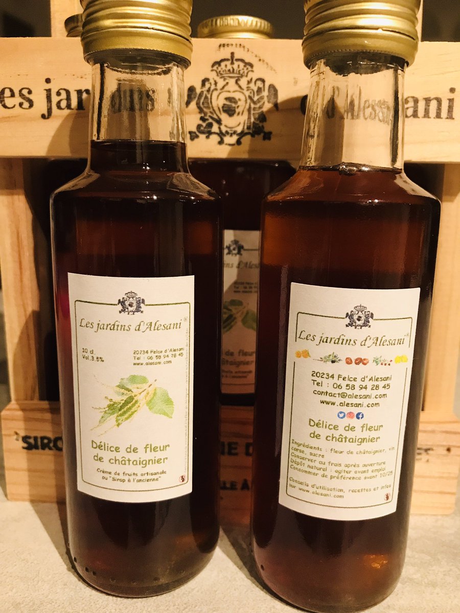 d_alesani's tweet photo. Ravis de vous présenter notre nouveau p’tit bijou : le sirop de fleur de châtaignier !
Un goût de miel 🍯 et de châtaigne 🌰 tout droit issu de nos beaux arbres à Felce 😍

#nouveauté #fleur #chataignier #felce #alesani #castagniccia #corse #corsica #sirop #delice #local #naturel https://t.co/OF93NZ7fUz