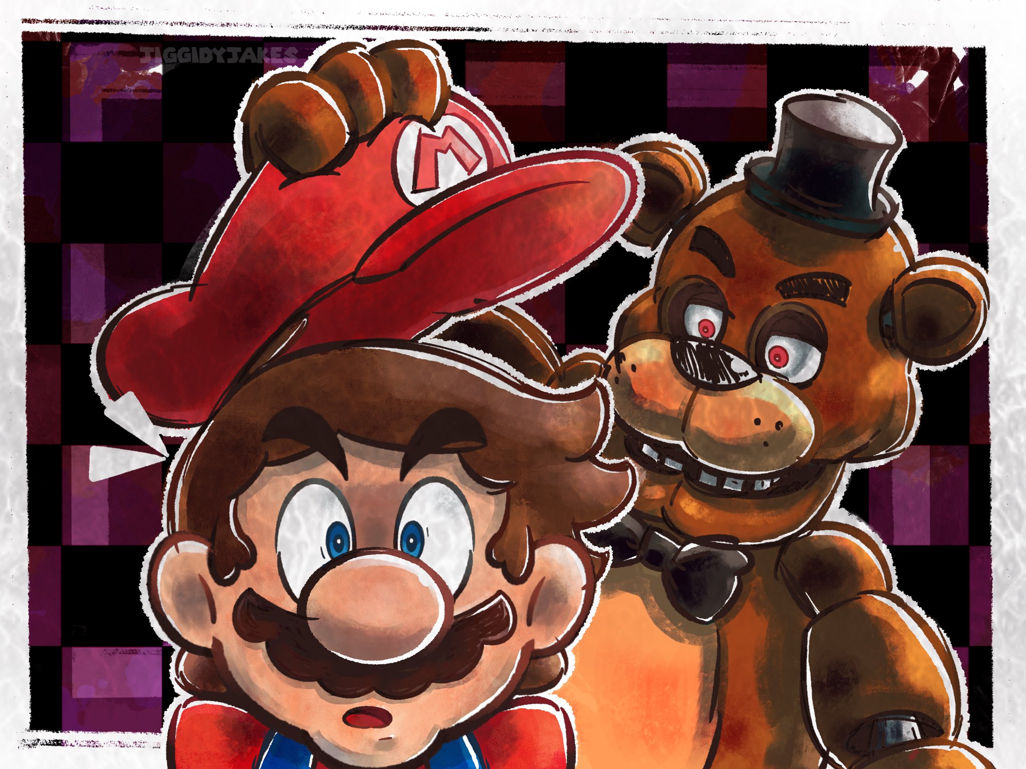 Mario vs. Freddy Fazbear  Super mario art, Mario fan art, Mario art