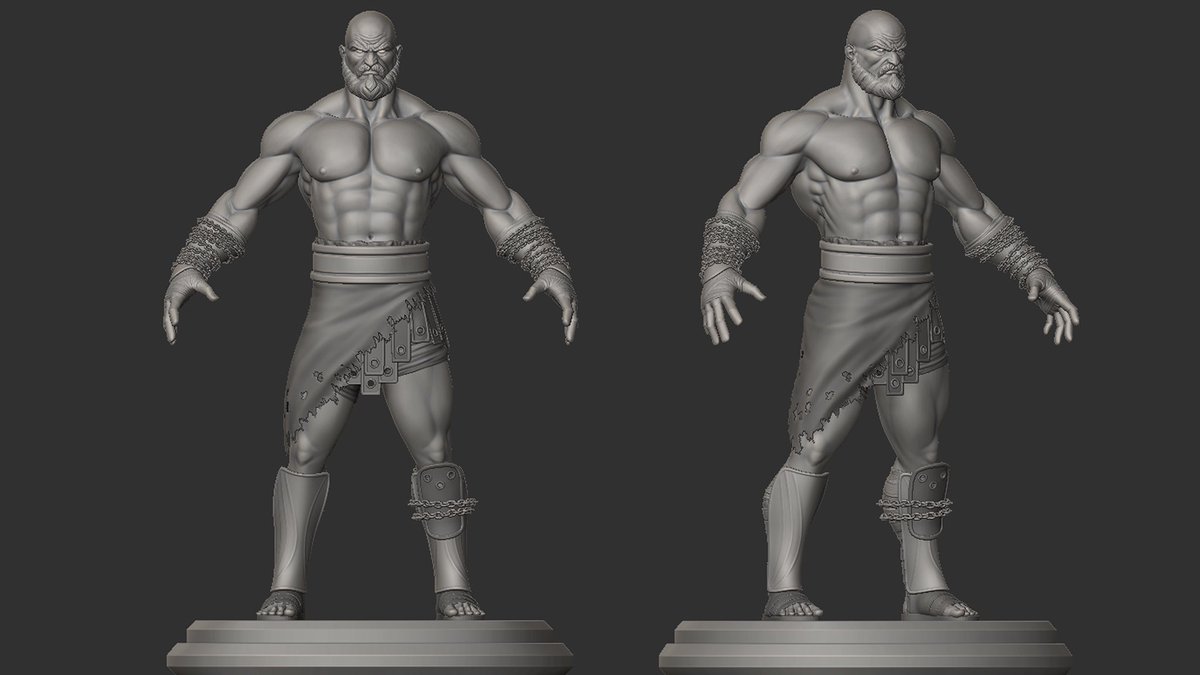 ryan_zarzecki's tweet photo. Just finished adding sandals to Kratos and some touch up work. Iโll be adding his weapons soon. #GodOfWar4 #zbrush #3dcharacterworkshop #3dmodeling #3dcharacter #SonySantaMonica #gamedev https://t.co/qNYjyYZldD