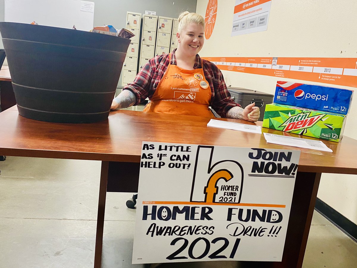 Tara driving Homer Fund Awareness 2021!  Providing Info and Snacks! $1 is all it takes to make a difference! Great Job Tara!