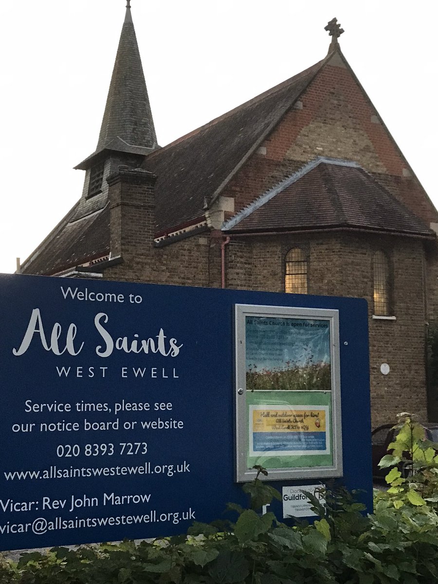 BishopGlobalACO's tweet photo. Introducing @CofEGuildford’s newest vicar @marrow70 - instituted, inducted and installed at All Saints West Ewell. All joy. Note how organised are the PCC - the signage has already changed, far ahead of John’s Twitter bio… https://t.co/jeDcM8Cv79