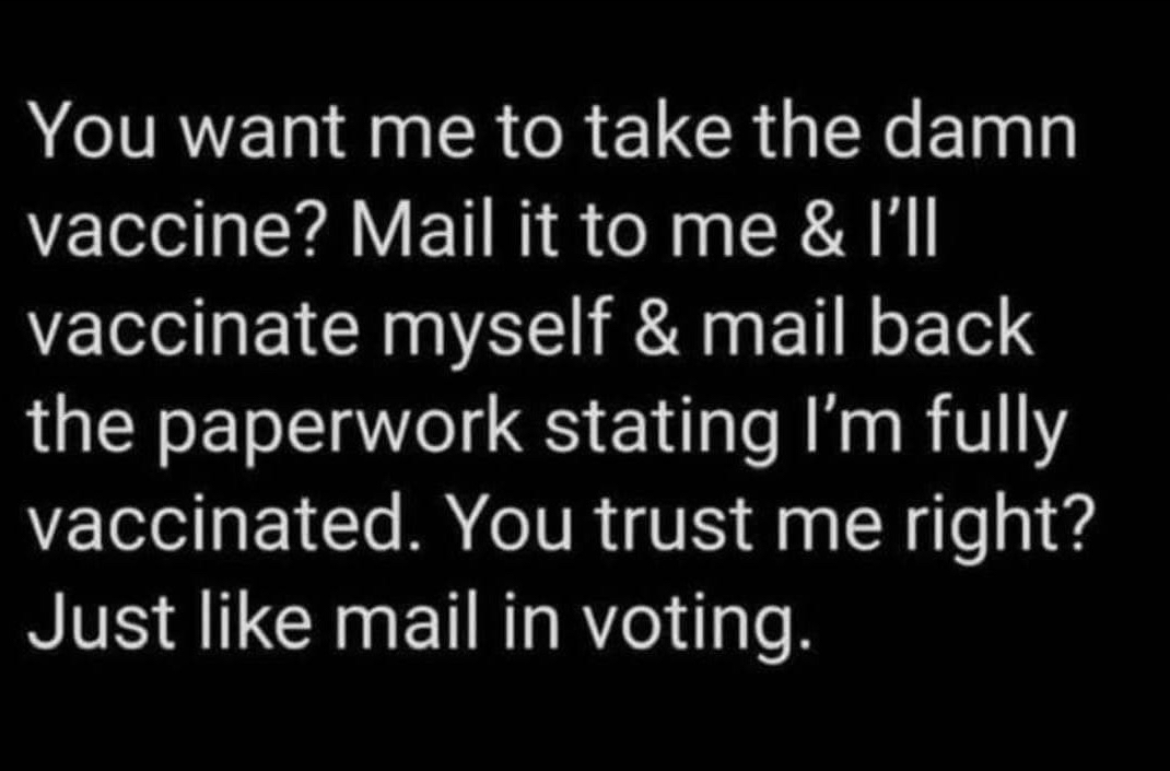 TheNexxuz's tweet photo. #vaccine #mail_in_voting #trust https://t.co/bm0Ia4MJ6Q