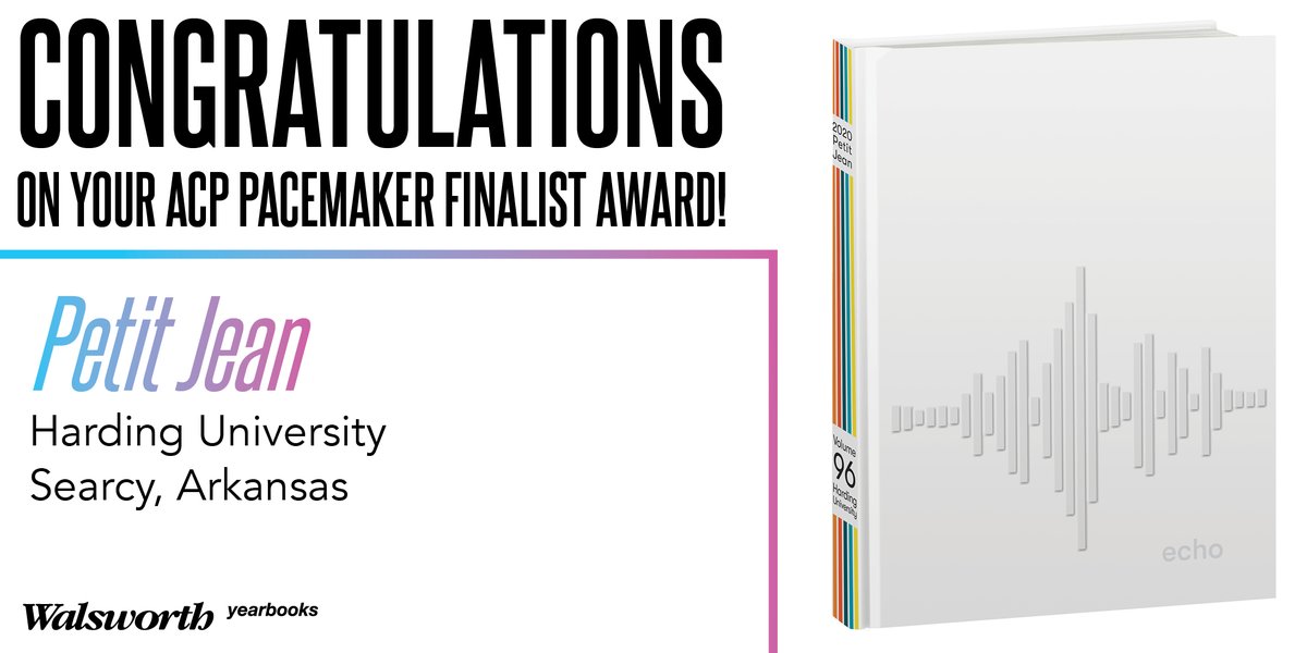 yearbookforever's tweet photo. A huge congratulations to the Petit Jean yearbook staff at Harding University in Searcy, Arkansas, for being named an ACP Pacemaker Finalist! https://t.co/uRnmd3FNyN