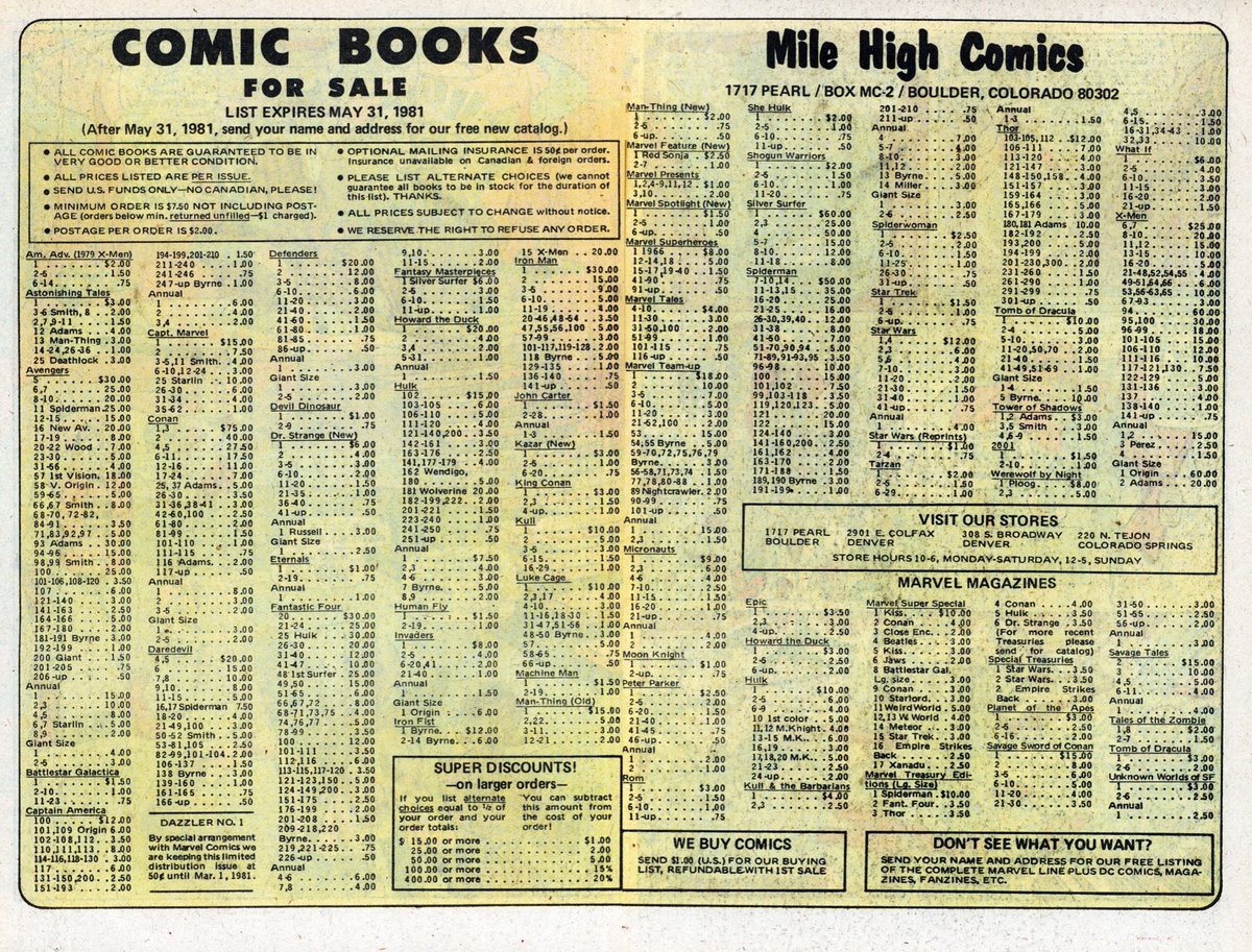 Good grief .  Look at those prices.  I wish I had more disposable income back then when I was…….10.    #cheapcomics #backissues #milehighcomics #comics