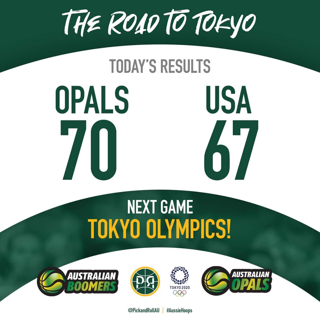 PickandRollAU's tweet photo. OPALS | Hope everybody got up early for this one! Great second-half effort as the Opals get the W over USA. Final score 70-67 💛💚🇦🇺🏀

#AussieHoops #GoOpals #Tokyo2020 #TokyoTogether https://t.co/l2txmVGVe9