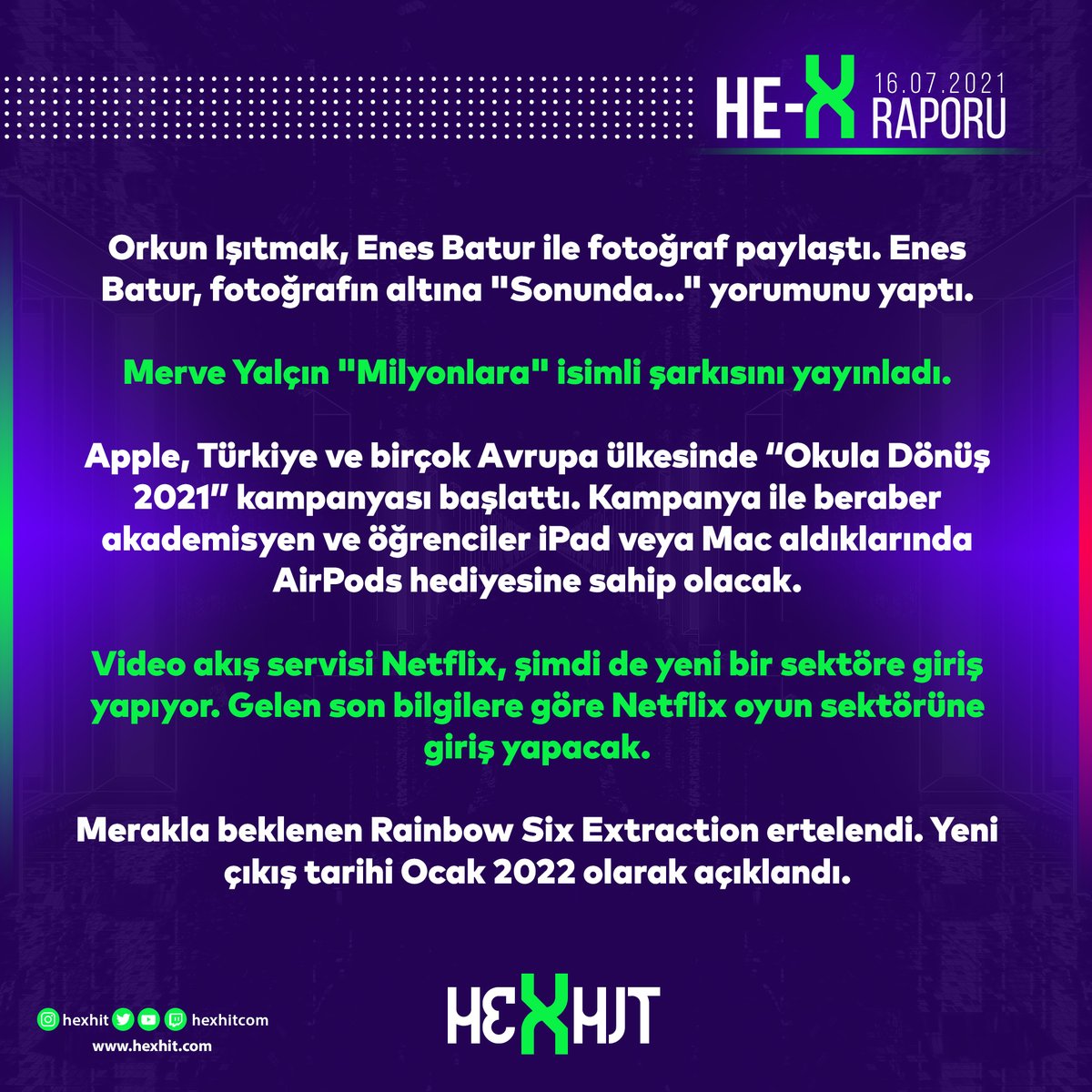 hexhitcom's tweet photo. Bugün olan biten.
.
.
.
.
#orkunışıtmak #enesbatur #merveyalçın #apple #airpods #netflix #game #rainbowsix #hexhit
https://t.co/EQJWMqvVH3 https://t.co/MAxCkdiZ8V