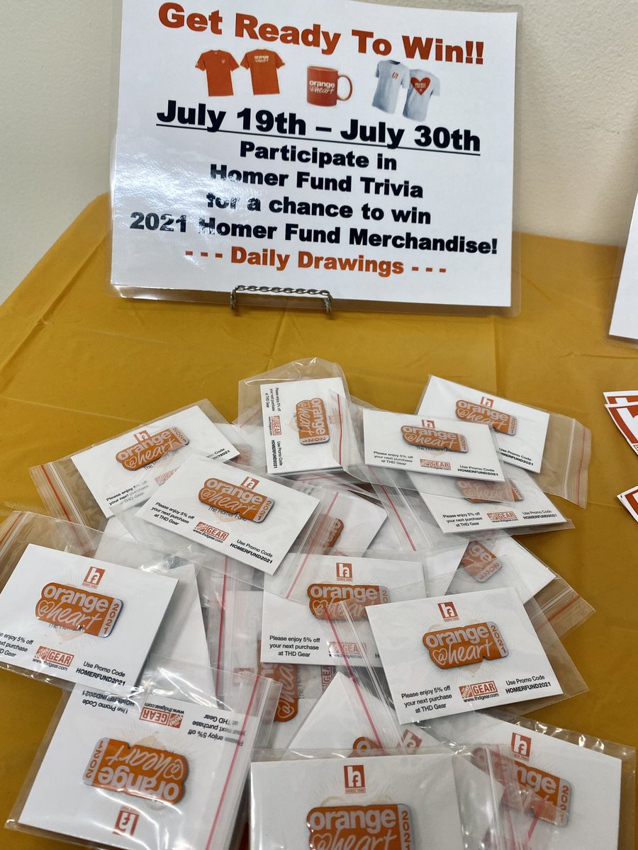 THDCarrieAdams's tweet photo. We are all Orange @ Heart @HD3888 in support of the 2021 Homer Fund awareness campaign! We have trivia, prizes, and associate testimonials to create awareness for this one of a kind program that “Takes Care of Our People.” @HomerFund @shobbs610 @MeganTorresD104 @John_Lerch https://t.co/jkMRvw4Hly