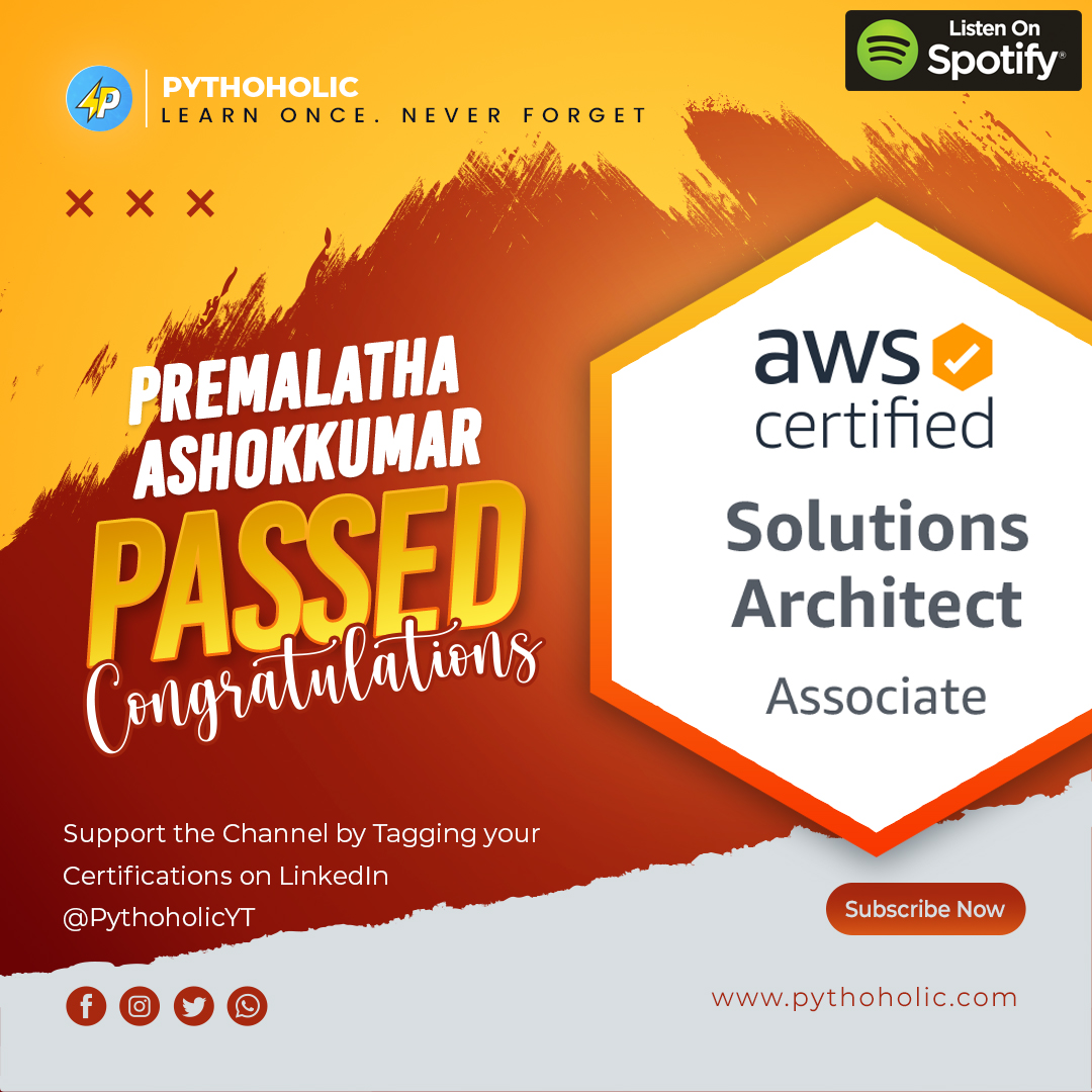 BePythoholic's tweet photo. Many congratulations on completing the certification !!
Happy to have you in the hall of fame !!
Visit: https://t.co/thZHz1sZil for the full SAA-C02 Course.
#AWS #AWSCertified #AWSArchitect #SAAC02 https://t.co/a4HxeB8uDN
